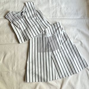Akris Womens 2 Piece Dress Top Skirt Separates Stripe Paper Black